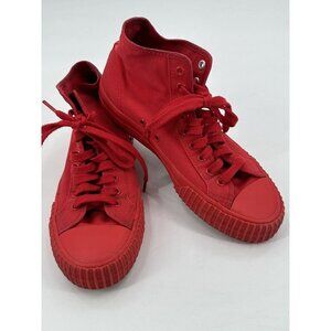 PF Flyers High Top Canvas Sneakers Solid Red Lace Up Men's 9 Women's 10.5M